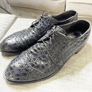 FLINT AND FIELD FOOTJOY FULL ALLIGATOR BLACK WINGTIP DRESS SHOES MENS 9.5D